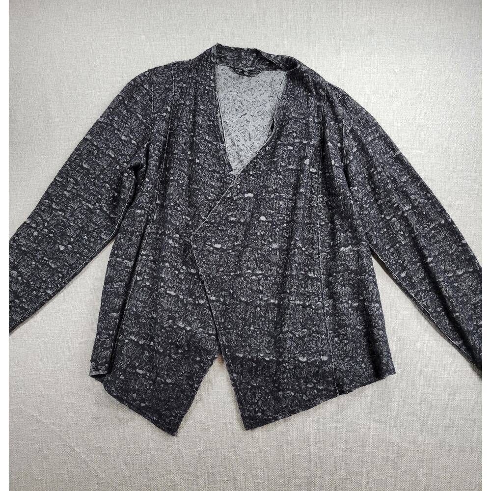 Eileen Fisher Womens Cardigan Sz 1X Black Wool Blend Drape Front Shepherd Jacket